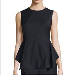 Theory Women's Gray Peplum Crew Neck High-Low Sleeveless Blouse S